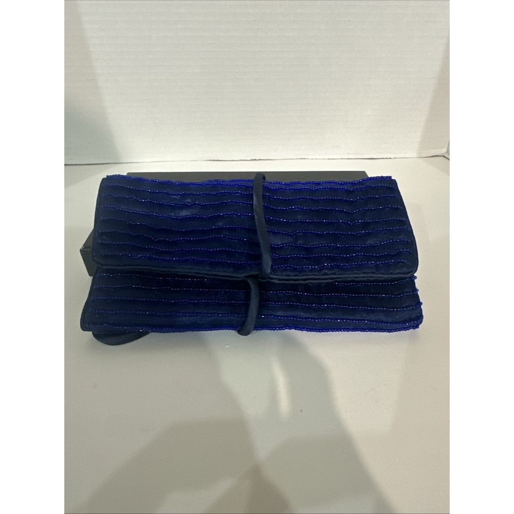 Vintage St John Blue Beaded Trifold Travel Jewelry Organizer.